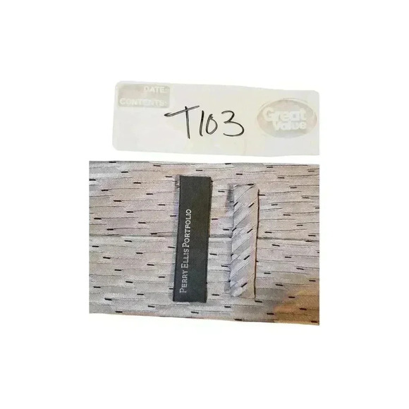 Perry Ellis Portfolio Mens Classic Formal Business Geometric Print Tie Silver - Picture 12 of 12